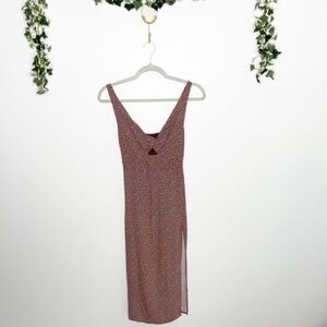 ABERCROMBIE & FITCH Brown Sleeveless Polka Dot Midi Dress Size XS
